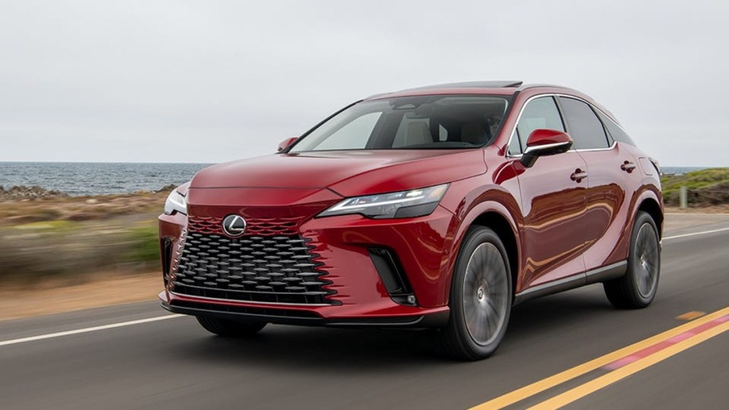 Red 2023 Lexus RX 350h SUV - This is one of the best luxury hybrid SUVs of 2023