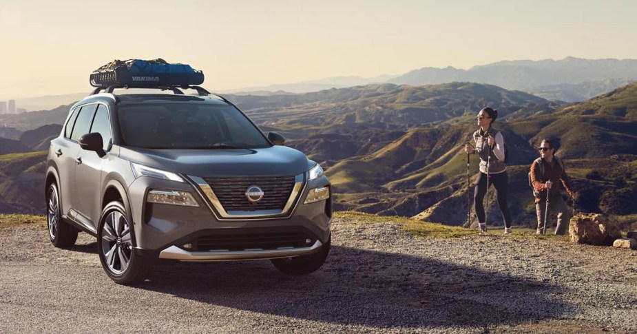 The 2023 Nissan Rogue off-roading in the mountains