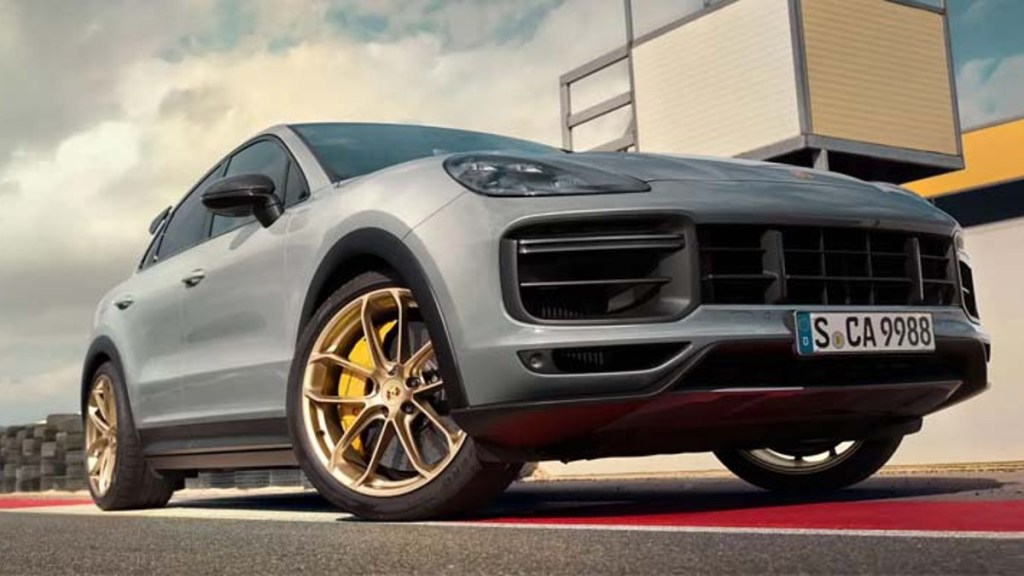 Gray 2023 Porsche Cayenne High Performance SUV at the track