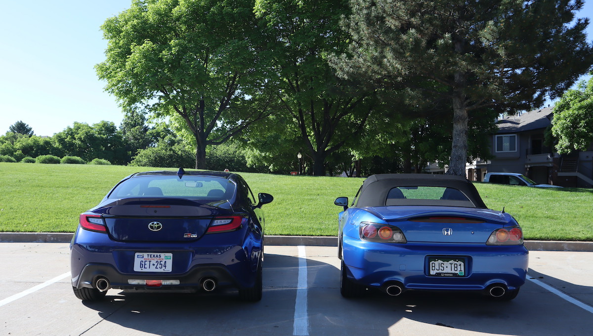 Rear view of the 2023 Toyota GR86 and Honda S2000