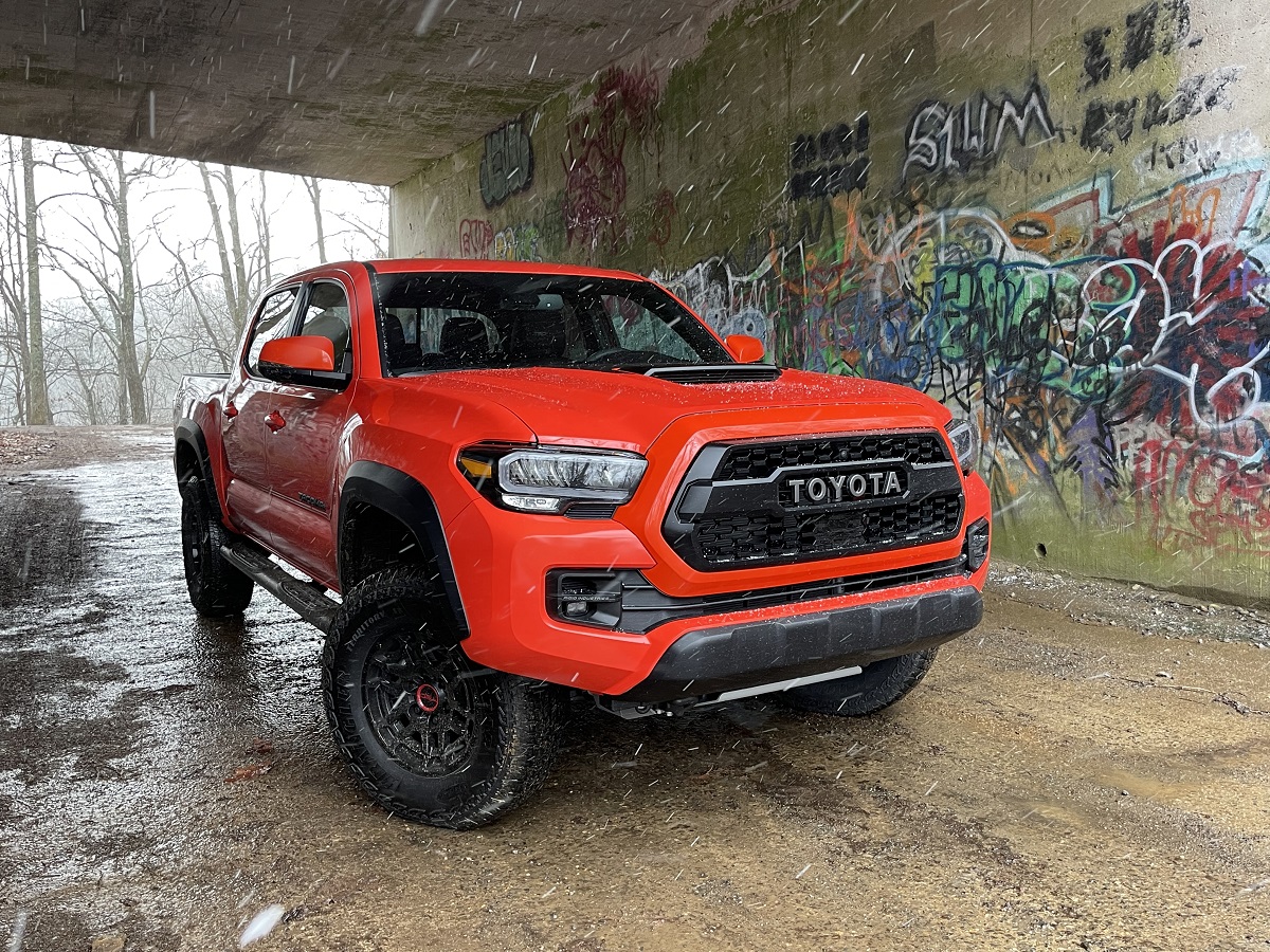 The 2023 Toyota Tacoma TRD Pro off-roading in the woods