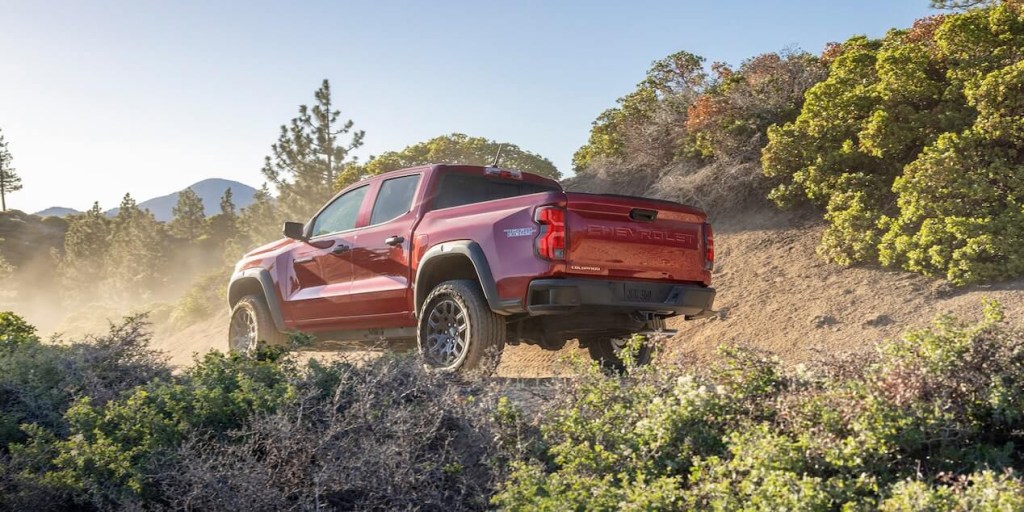 A Chevy Colorado Trail Boss is driving off-road.