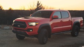 A Toyota Tacoma TRD Pro sits at sunset.