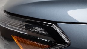 A close-up shot of the 2023 Toyota Corolla Cross Celestite