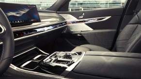 Interior of a BMW i7 M70 xDrive electric sedan, a 2023 Wards 10 Best Interiors & UX award winner