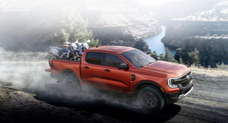 The 2024 Ford Range Raptor hauling dirt bikes