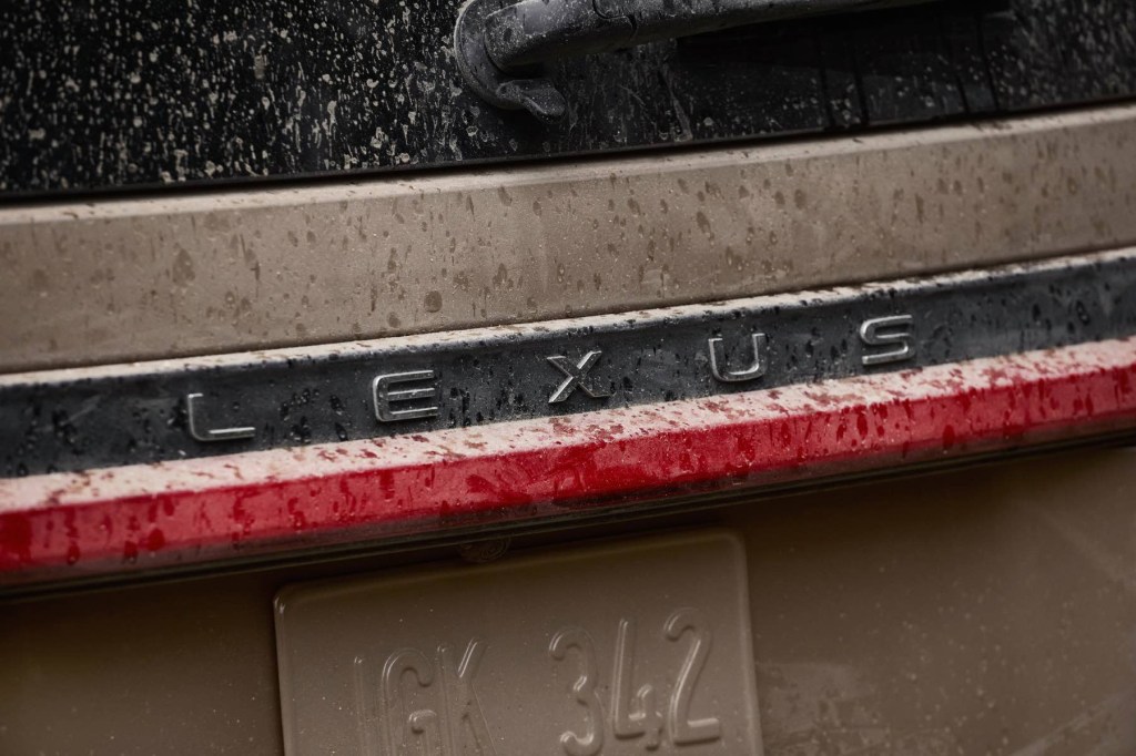 The rear badging of the 2024 Lexus GX released as a teaser image.
