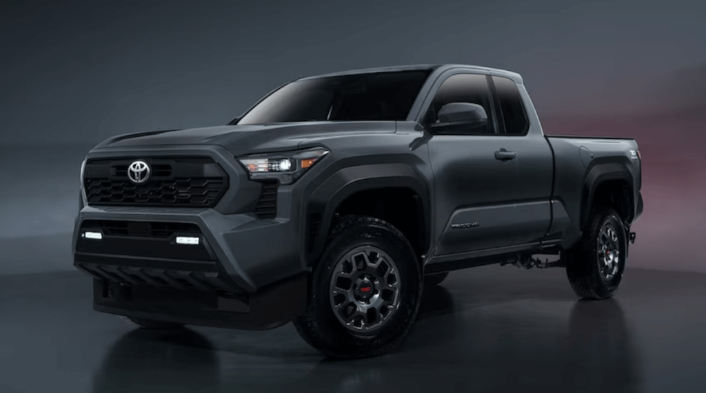 The upcoming 2024 Toyota Tacoma PreRunner from the front. 