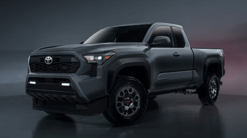 The upcoming 2024 Toyota Tacoma PreRunner from the front.