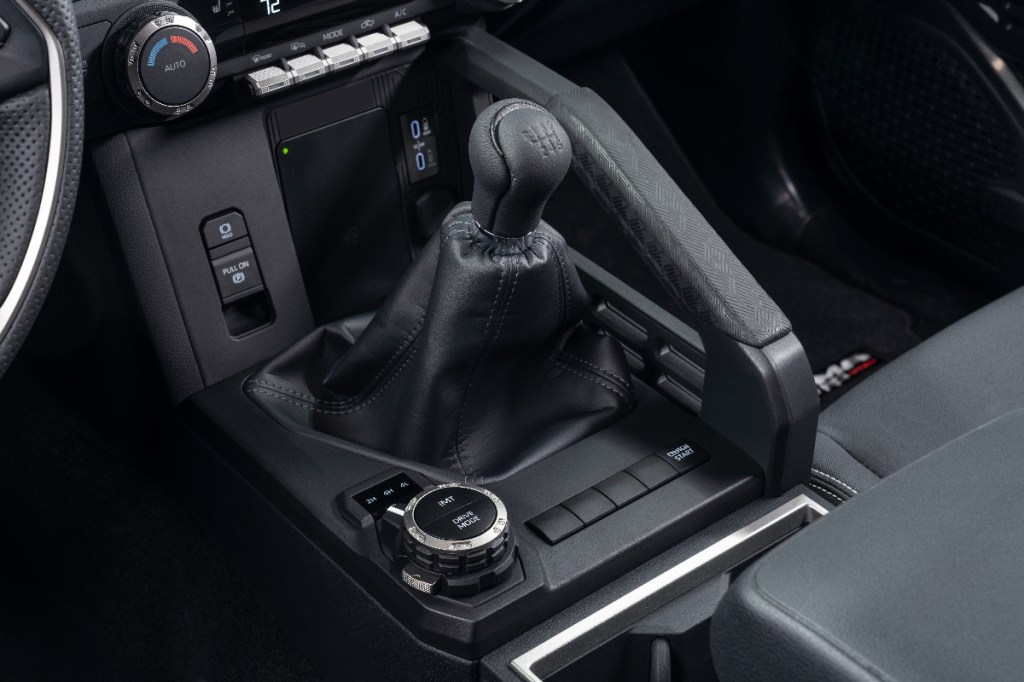 The 2024 Toyota Tacoma is a new truck with a manual transmission.