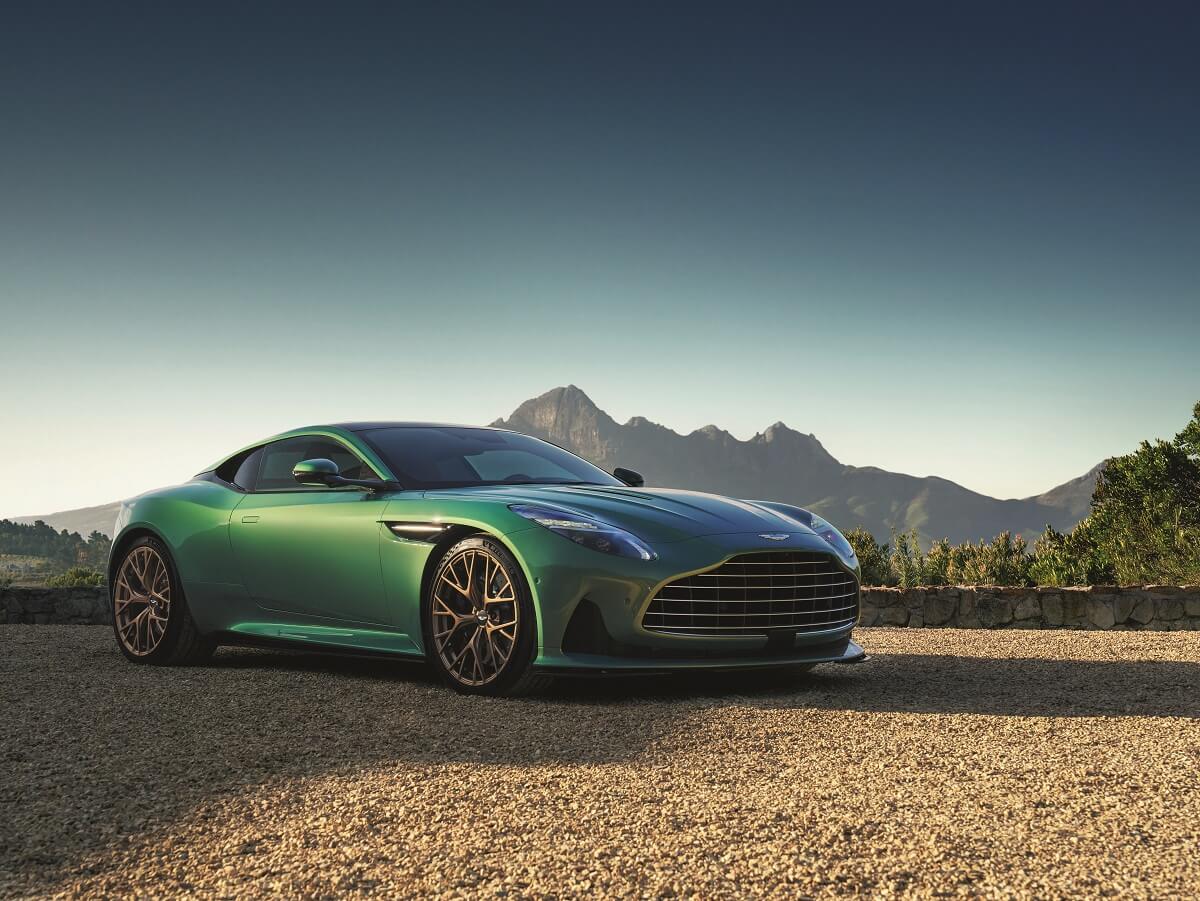 The new Aston Martin DB12 shows off its revised grille, different from the DB11 grand tourer it replaces.