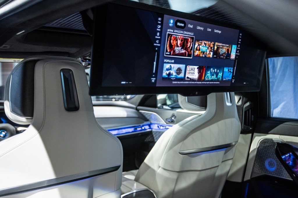 A screen can slide down from the ceiling of the 2023 BMW 7 Series