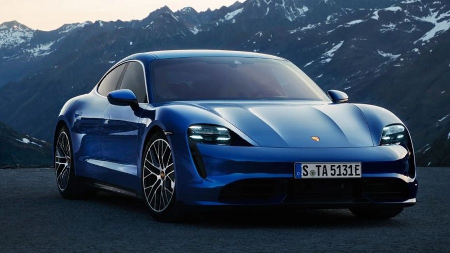 Blue 2023 Porsche Taycan Electric Sports Car