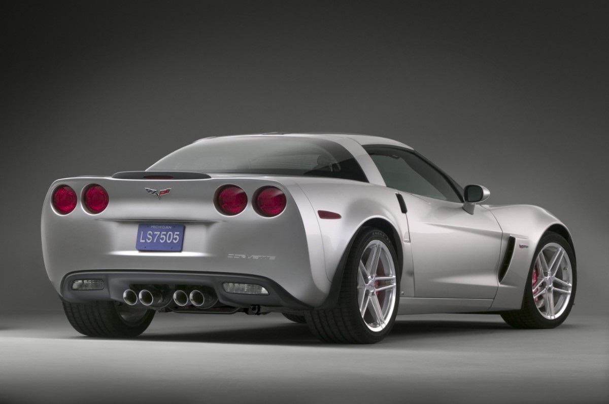 A C6 Chevrolet Corvette Z06 shows off its rear-end styling.