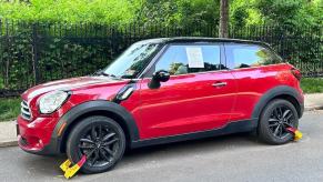 Mini with locked Parking ticket car boot on wheels