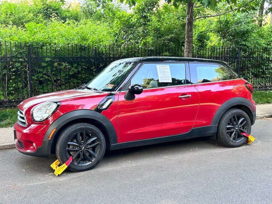 Mini with locked Parking ticket car boot on wheels