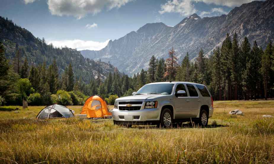 The 2013 Chevy Tahoe Hybrid in a field