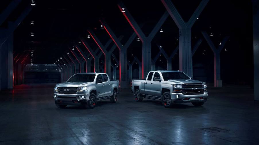 The Chevy Colorado midsize pickup truck and Chevy Silverado full-size pickup truck Redline editions