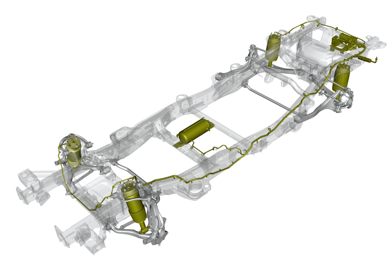 Cutaway of General Motors pickup truck air ride suspension system