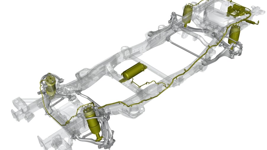 Cutaway of General Motors pickup truck air ride suspension system