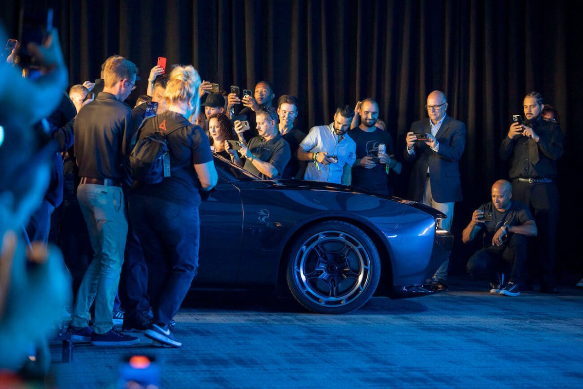 The Dodge Charger Daytona SRT Concept all-electric muscle car makes its world reveal during Dodge's Speed Week at M1 Concourse