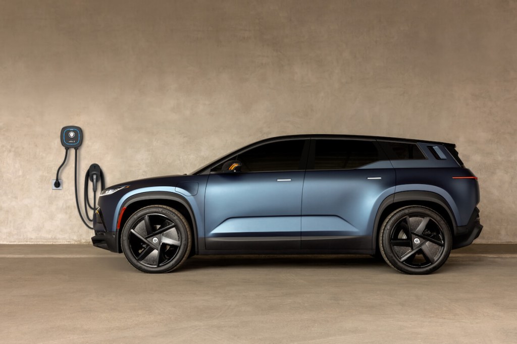 Fisker Ocean side view with charger