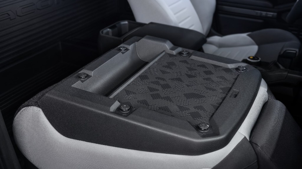 Flat-Folding Rear Seat 2024 Tacoma, this feature offers a flat area for storage and can be a mobile workstation
