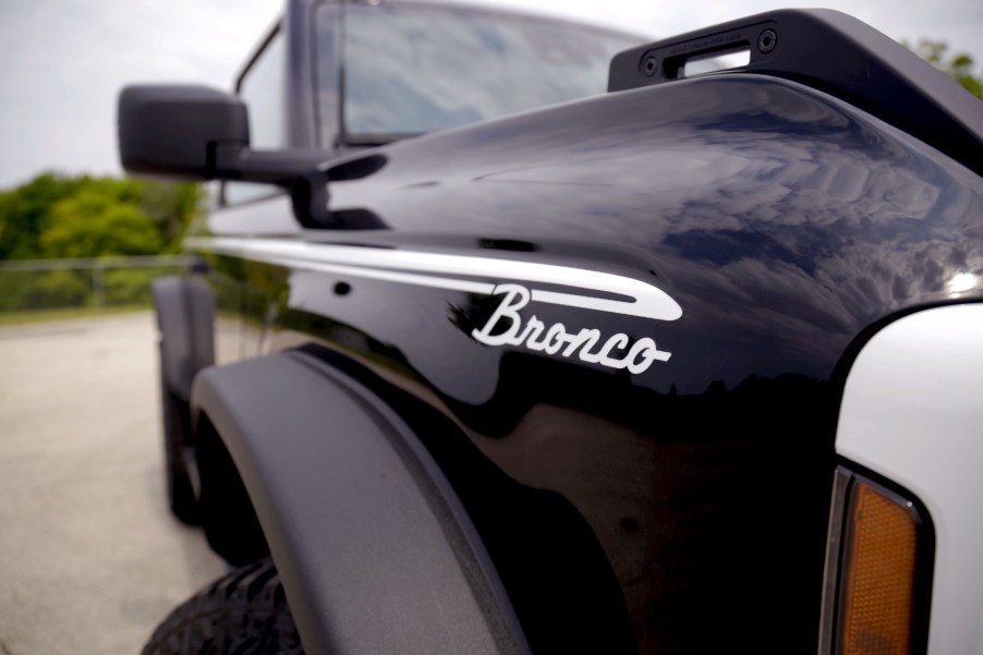 Close up view 2023 Ford Bronco Heritage Edition badging.