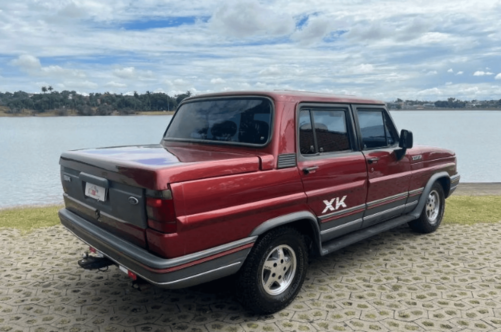 Red Ford F-1000 Deserter SR XK in front of lake