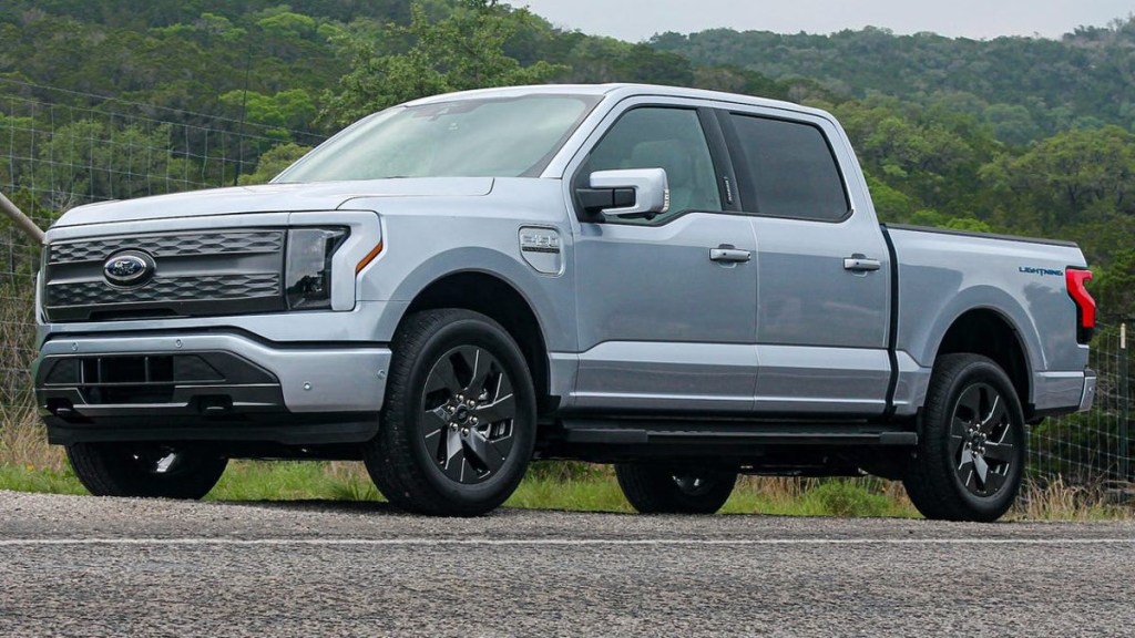 Gray Ford F-150 Lightning Electric Pickup Truck