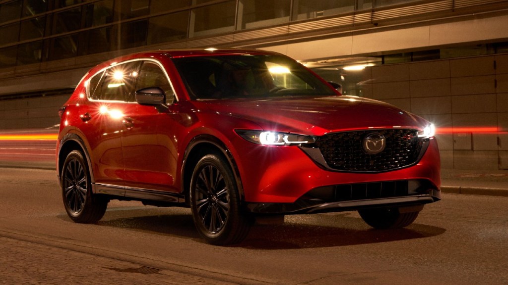Front angle view of 2023 Mazda CX-5, U.S. News best new compact SUV, not Toyota RAV4 or Honda CR-V