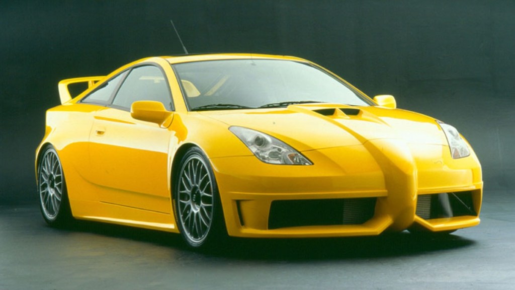Front angle view of Toyota Celica, showing new Toyota electric sports car could be Celica EV