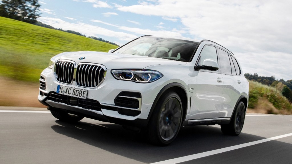 Front view of white 2023 BMW X3, one of best luxury SUVs that’s no longer safe in crashes, says IIHS
