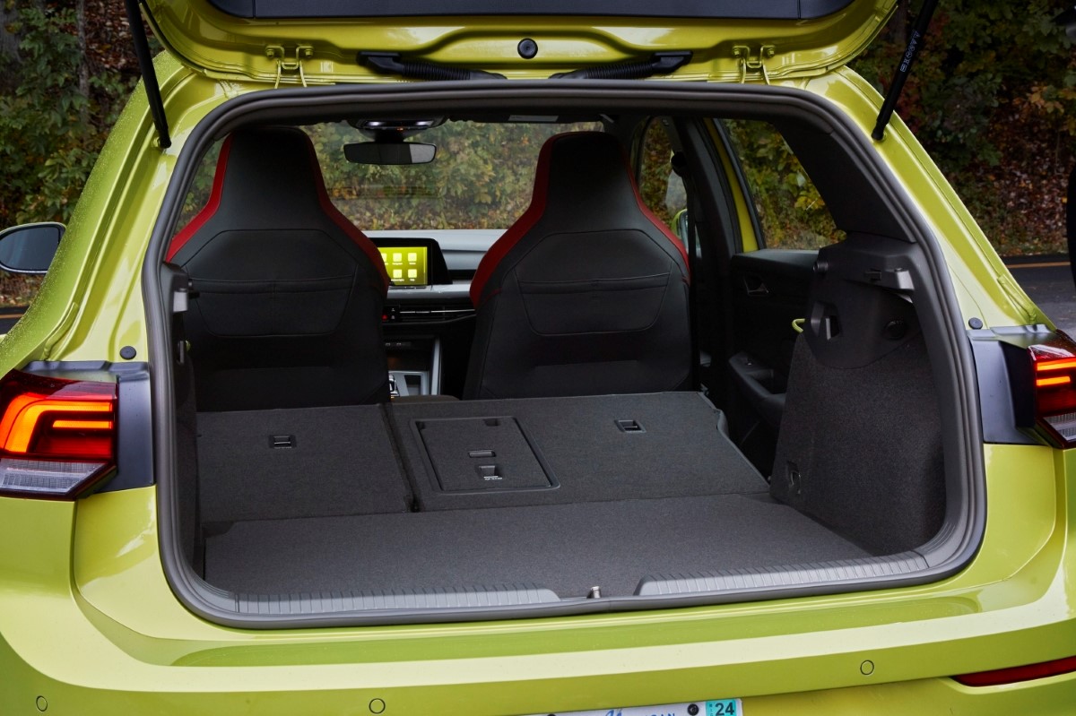 Rear hatch of the Golf GTI with seats folded flat