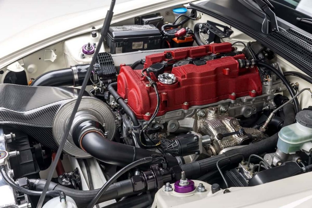 The engine bay of the Honda S2000R