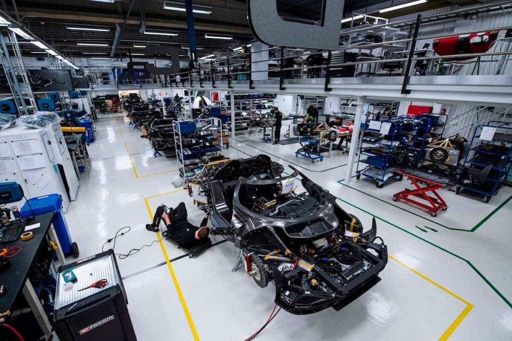 A Koenigsegg Regera during final assembly in the factory