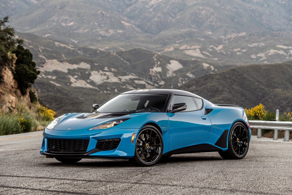 Lotus Evora sports car in blue