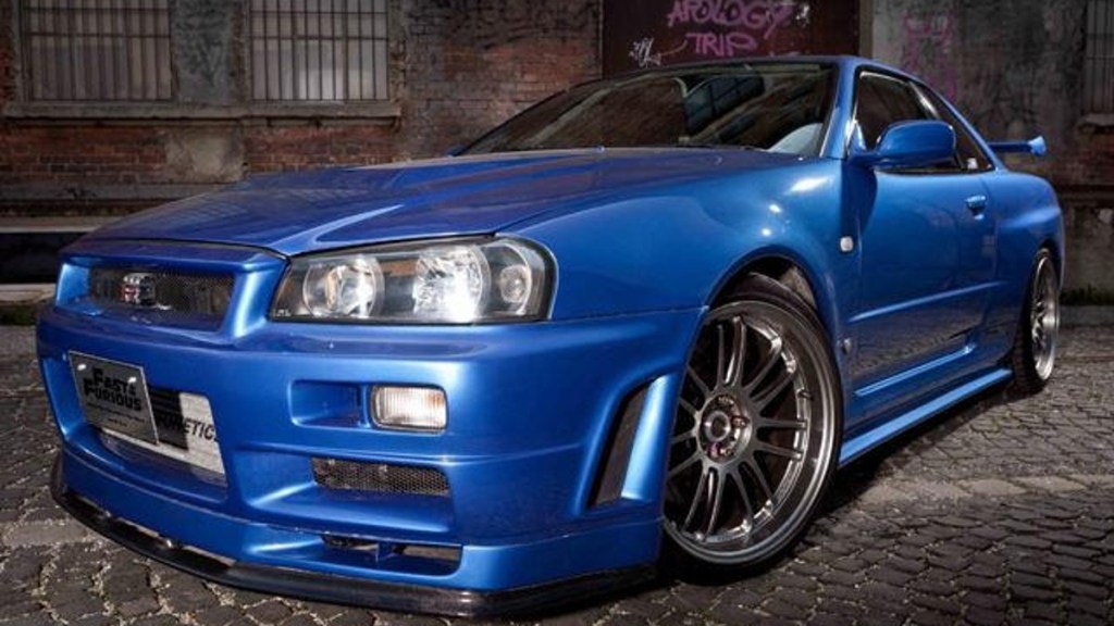 Blue Nissan Skyline GT-R R34 driven by Paul Walker in Fast and Furious