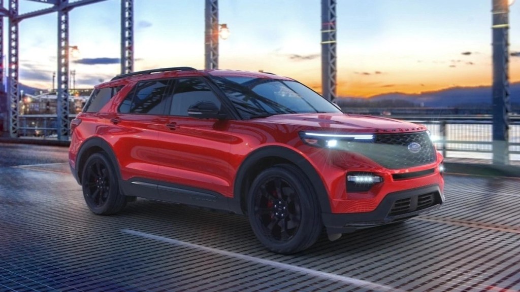 Red 2023 Ford Explorer, only affordable non-luxury American SUV that’s safe for surviving a car crash, says IIHS