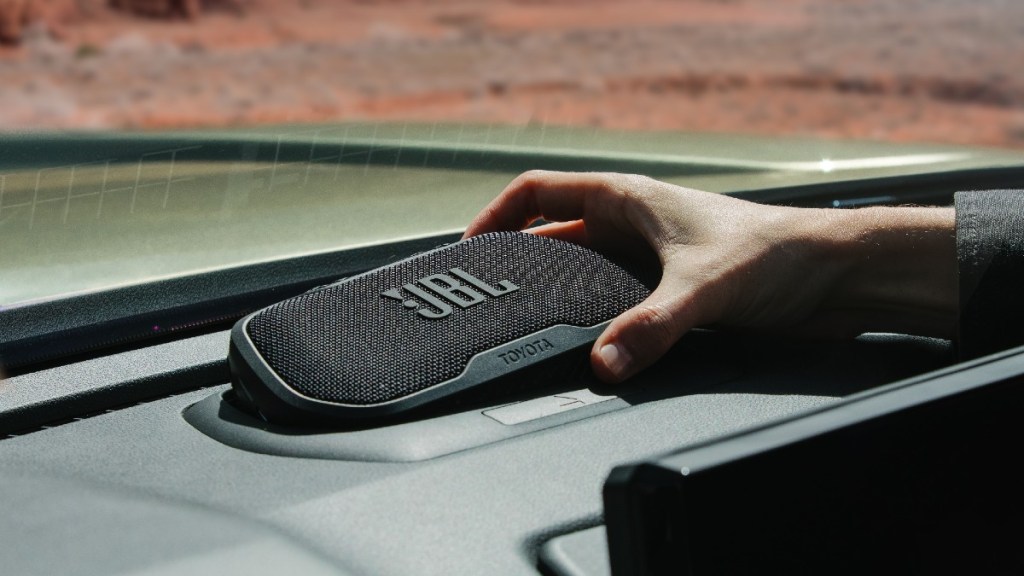 The Removable JBL FLEX Bluetooth Speaker is part of the 2024 Toyota Tacoma tech package