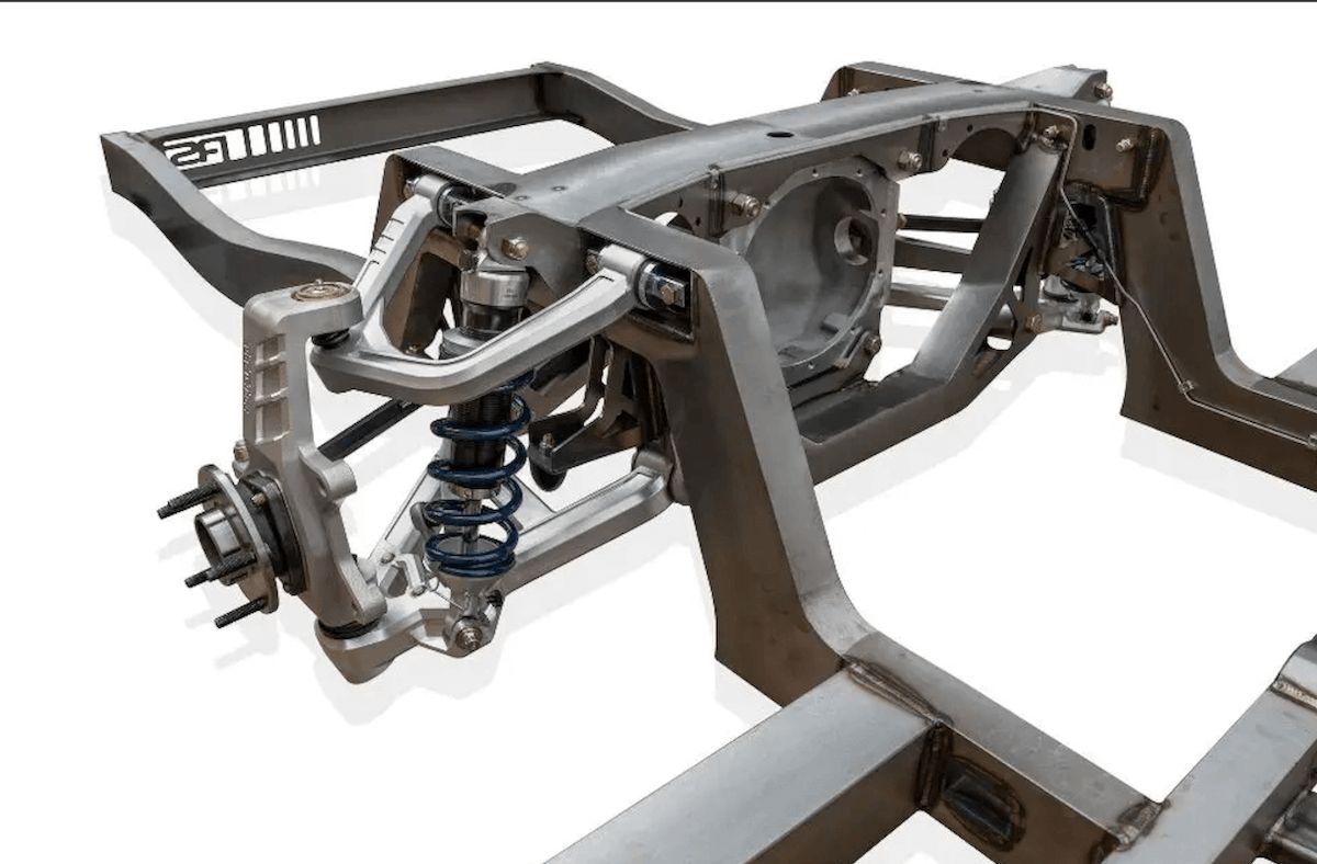 Close up of Roadster Shop Dodge Charger chassis, used in the 1970 Dodge Charger.