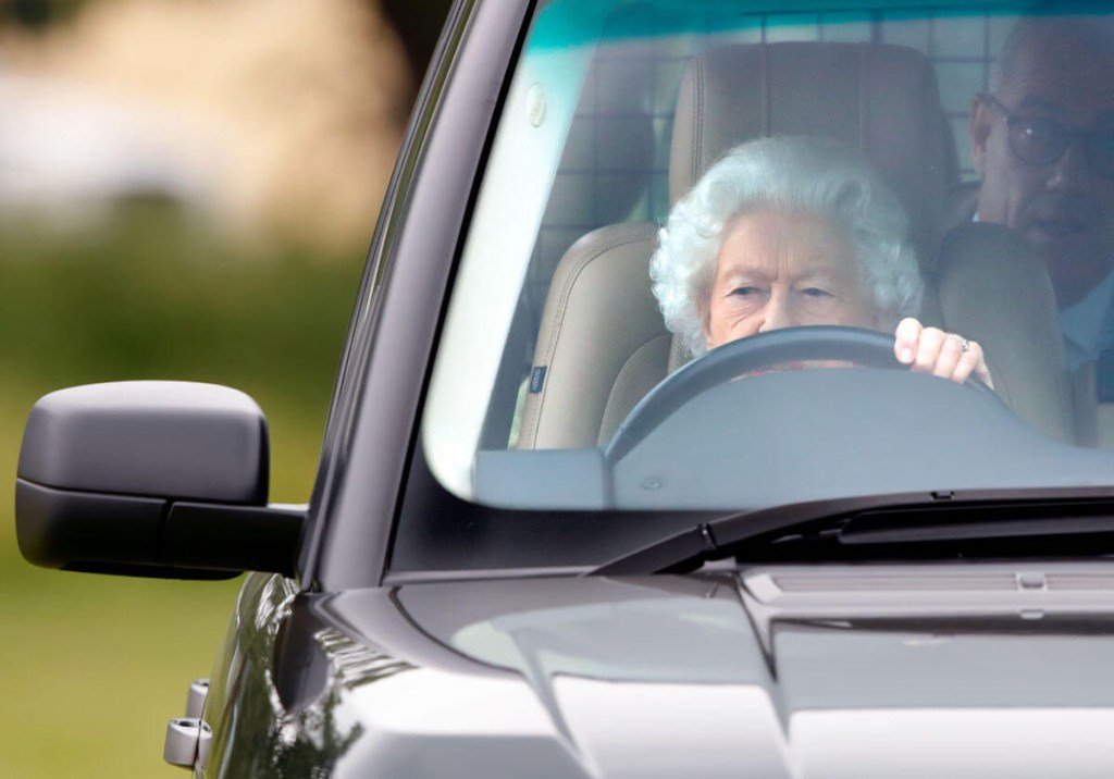 Queen Elizabeth driving her Range Rover