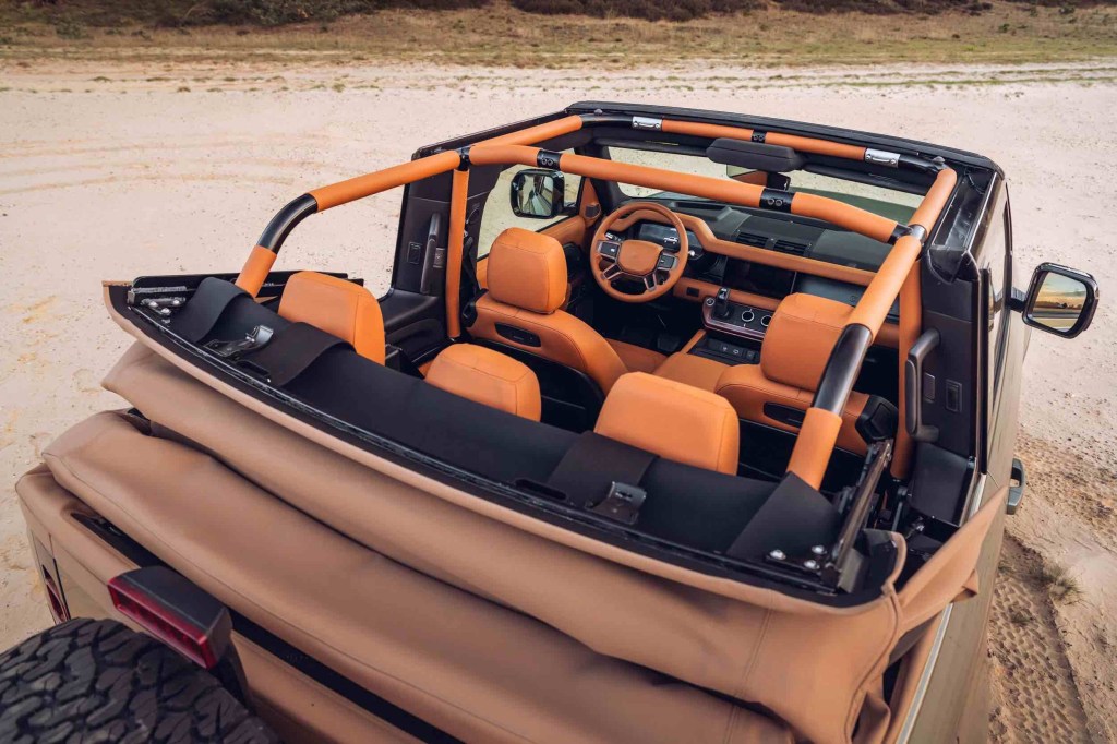 Top-down view of the Valiance Convertible - a Land Rover Defender 90 conversion model. 