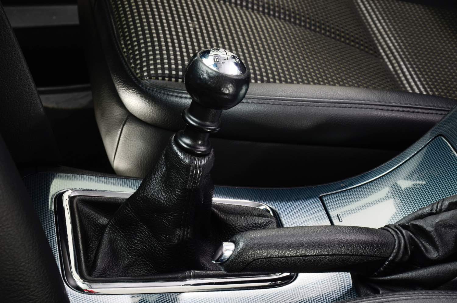 A gear shift and emergency brake