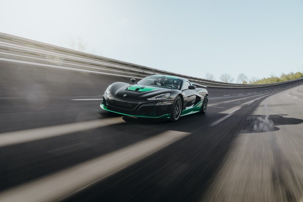 The Rimac Nevera setting a track record.