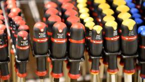 Screwdrivers made by French company Facom inside a BHV store in Paris, France