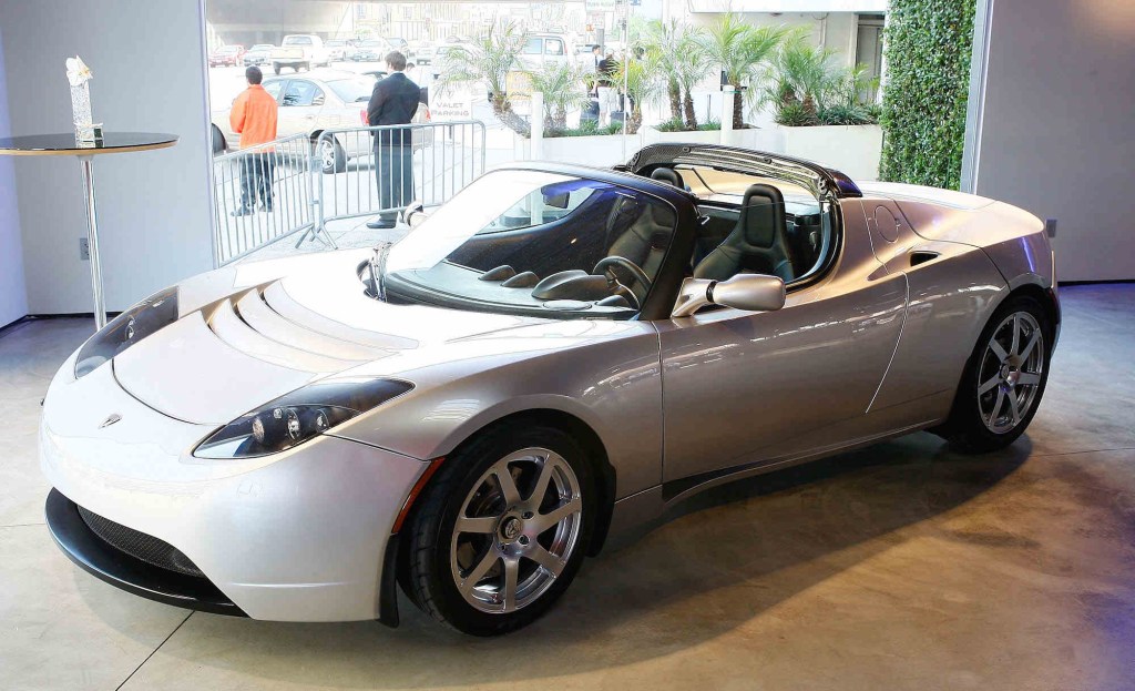 2008 Tesla Roadster in silver 