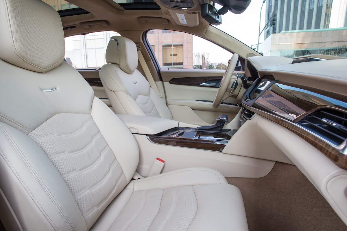 The front seats of a 2016 Cadillac CT6