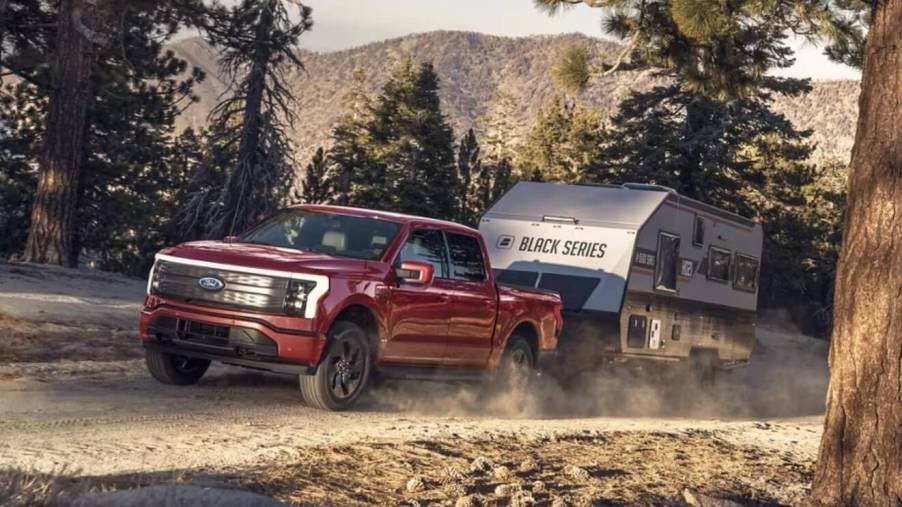 The 2023 Ford F-150 Lightning rowing a trailer