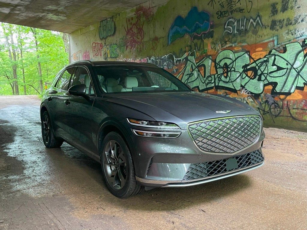 The 2023 Genesis Electrfied GV70 parked in a tunnel